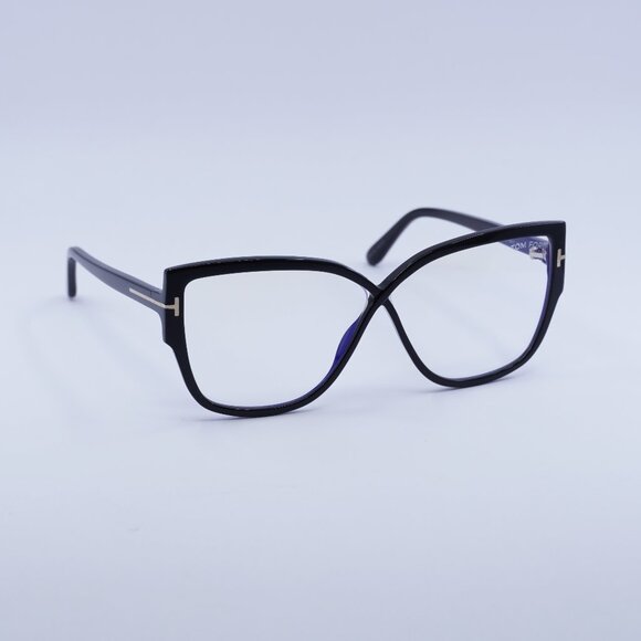 Tom Ford FT5828-B 001 Eyeglasses Black 60mm Butterfly Frame, Blue Light Block - Picture 1 of 9